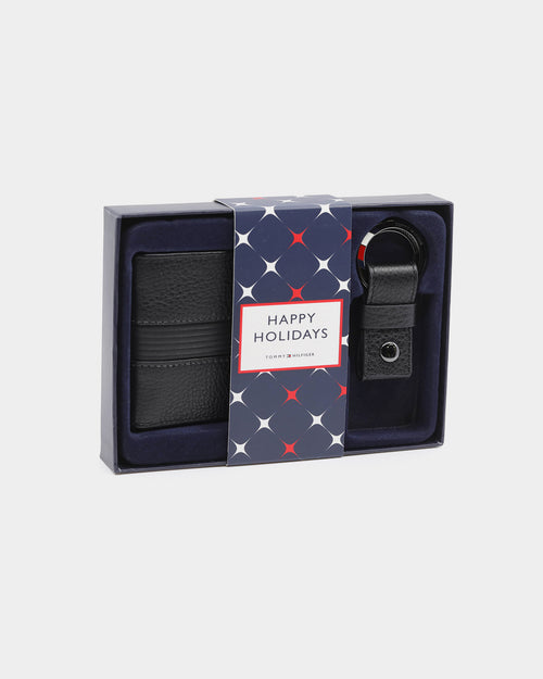 Tommy Jeans Men's Downtown CC Wallet & Keychain Gift Set Black
