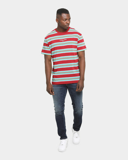 Tommy Jeans Stripe Layout T-Shirt Wine Red/Multi