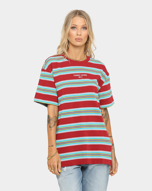 Tommy Jeans Stripe Layout T-Shirt Wine Red/Multi