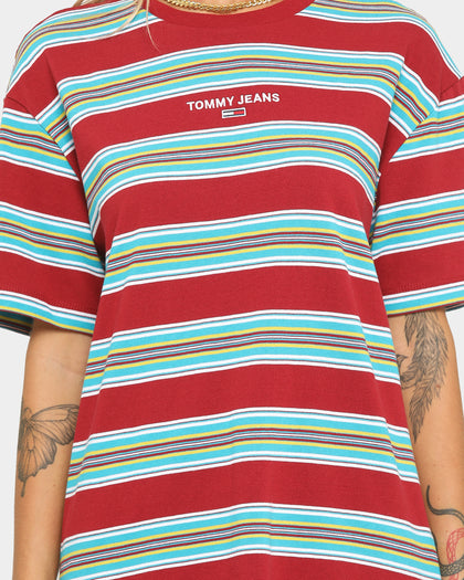 Tommy Jeans Stripe Layout T-Shirt Wine Red/Multi