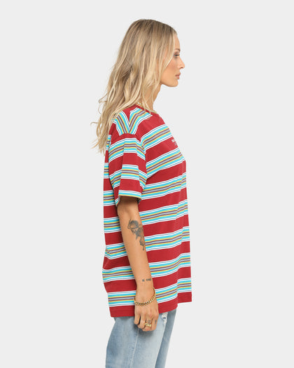 Tommy Jeans Stripe Layout T-Shirt Wine Red/Multi