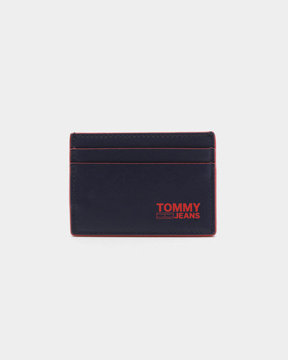 Tommy Jeans Men's TJM Recycled Leather Credit Card Holder Twilight Navy/Red
