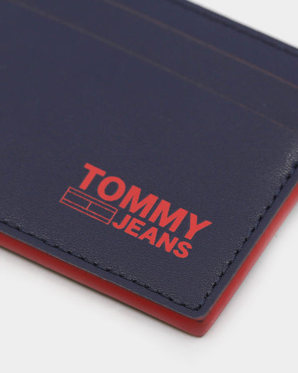 Tommy Jeans Men's TJM Recycled Leather Credit Card Holder Twilight Navy/Red