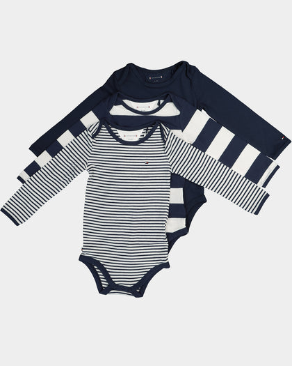 Tommy Hilfiger Infant Onesie 3 Pack Twilight Navy