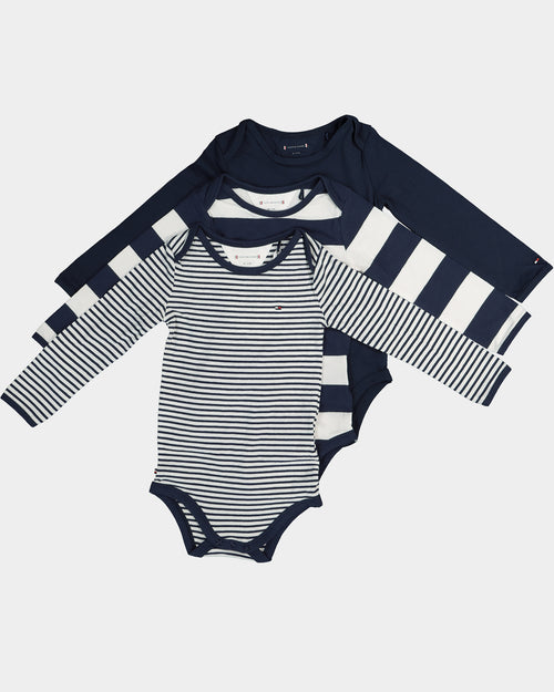 Tommy Hilfiger Infant Onesie 3 Pack Twilight Navy