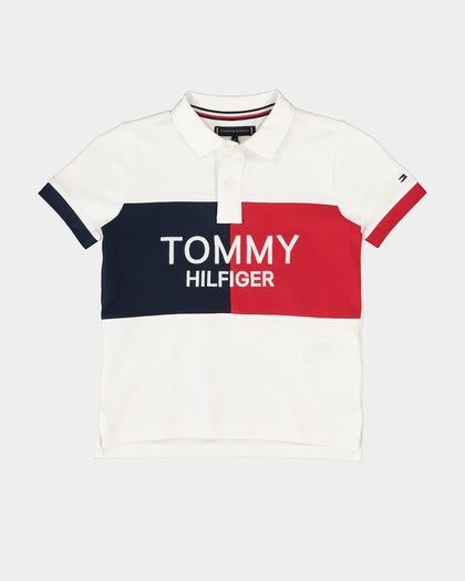 Tommy Hilfiger Kid's Color-Blocked Archive Polo T-Shirt White