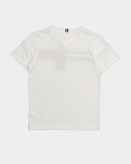 Tommy Hilfiger Kids' Flag Rib Insert Short Sleeve T-Shirt White