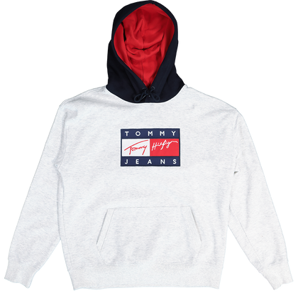 Tommy Jeans Street Archives Badge Logo Hoodie Silver Grey Heather