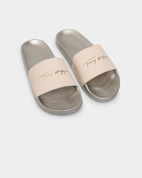 Tommy Jeans Women's Metallic Pool Slides Light Gold