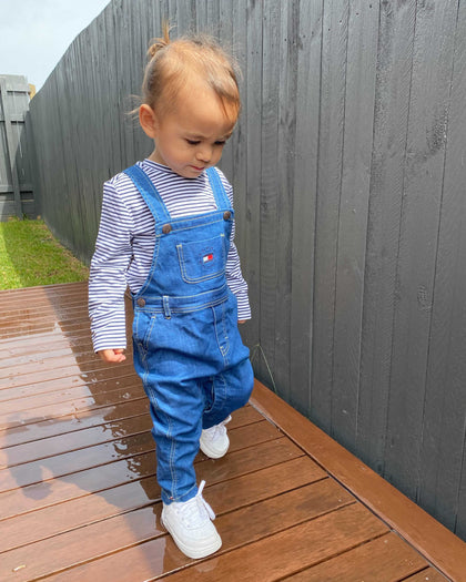 Tommy Jeans Infant Baby Boy Dungaree Set Navy/White