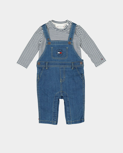 Tommy Jeans Infant Baby Boy Dungaree Set Navy/White