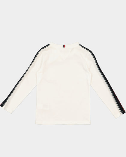 Tommy Hilfiger Kids' Tape Logo Long Sleeve T-Shirt White