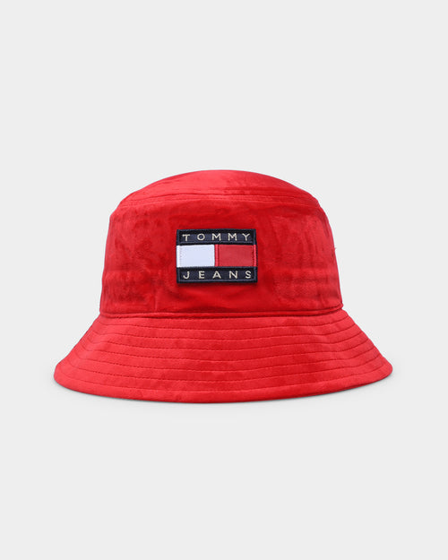 Tommy Hilfiger Women's TJW Heritage Velvet Bucket Hat Deep Crimson