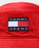 Tommy Hilfiger Women's TJW Heritage Velvet Bucket Hat Deep Crimson