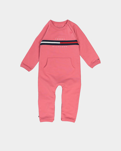 Tommy Hilfiger Infant Rib Insert Stretch Coverall Deep Watermelon