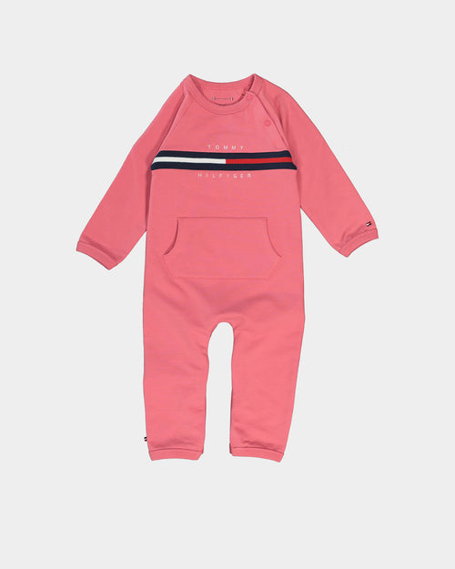 Tommy Hilfiger Infant Rib Insert Stretch Coverall Deep Watermelon