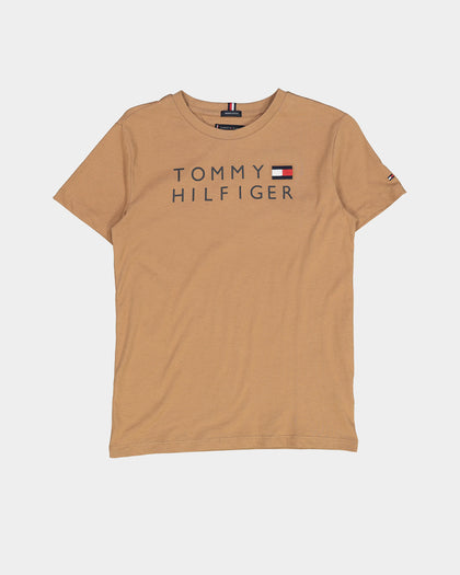 Tommy Hilfiger Kids' Large Logo T-Shirt Basket Brown