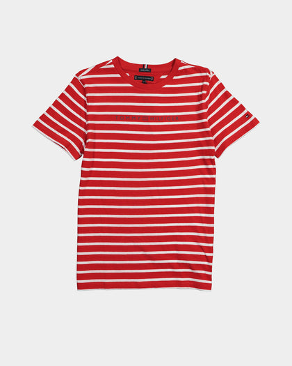 Tommy Hilfiger Kids' Essential Stripe T-Shirt Deep Crimson
