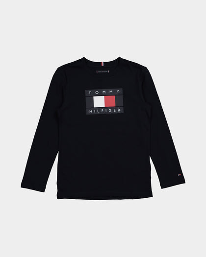 Tommy Hilfiger Kids' Global Stripe Flag Long Sleeve T-Shirt Desert Sky