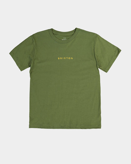 Brixton Kid's Alpha Line Short Sleeve T-Shirt Olive