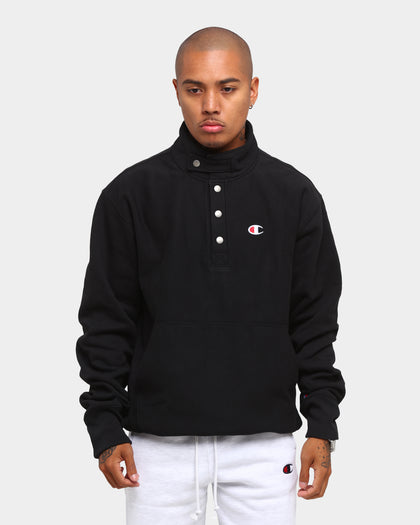 Champion Men's Rev Weave Quarter Snap Pullover Black