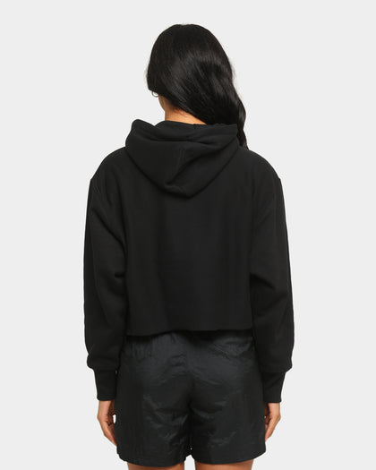 Champion Women's Rev Weave Script Crop Hoodie Black