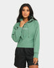 Champion Women's Rev Weave Script Crop Hoodie Thermal Green