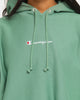 Champion Women's Rev Weave Script Crop Hoodie Thermal Green