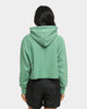 Champion Women's Rev Weave Script Crop Hoodie Thermal Green