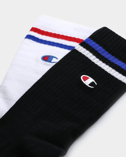 Champion Unisex Branded Crew Socks 2Pack White/Black