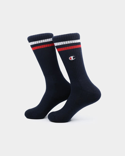 Champion Unisex Branded Crew Socks 2Pack Navy/Sepia Red