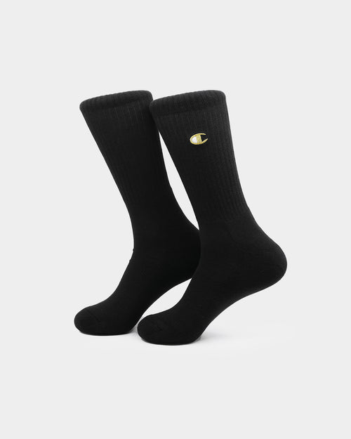 Champion Unisex C Logo Crew Socks 2Pack Black/Gold EMB