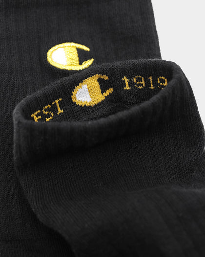 Champion Unisex C Logo Crew Socks 2Pack Black/Gold EMB