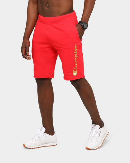 Champion Men's Rev Weave Cut Off Script Short Red/Gold