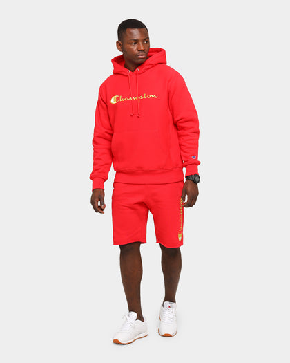 Champion Men's Rev Weave Cut Off Script Short Red/Gold