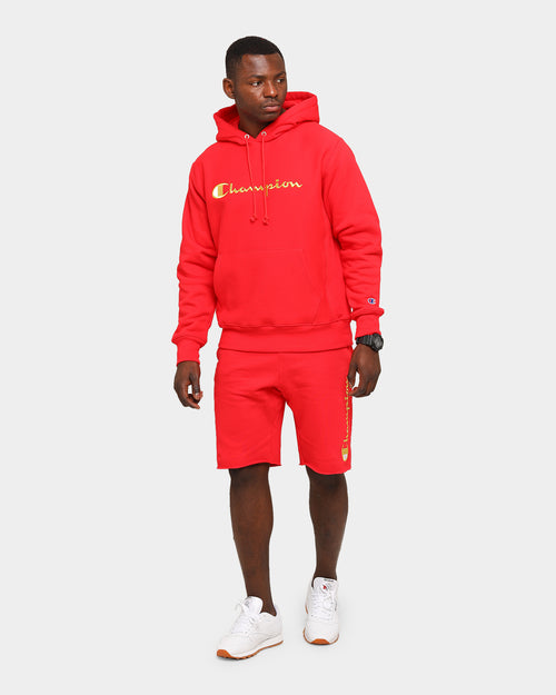 Champion Men's Rev Weave Cut Off Script Short Red/Gold