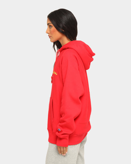 Champion Men's Rev Weave Embroidered Script Hoodie Red/Gold