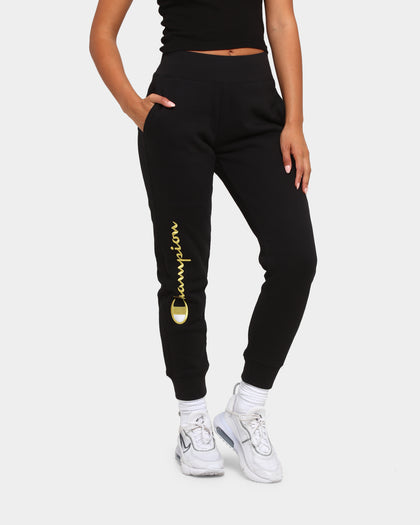 Champion Women's Rev Weave Script Jogger Black/Gold