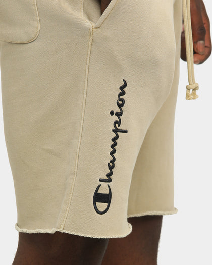 Champion Rev Weave Script Cut Off Shorts American Khaki