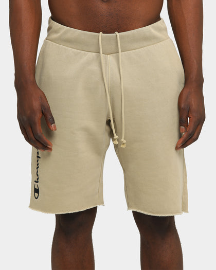 Champion Rev Weave Script Cut Off Shorts American Khaki