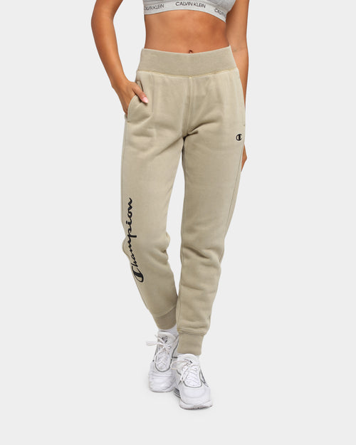 Champion Women's Garment Dyed Rev Weave Script Jogger American Khaki