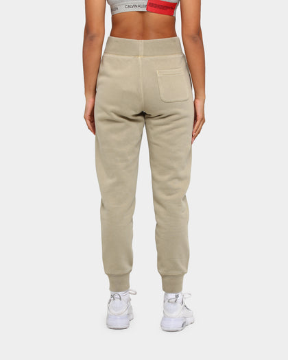 Champion Women's Garment Dyed Rev Weave Script Jogger American Khaki