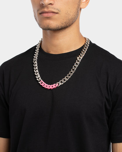 Wild For The Weekend Solid ID Chain Silver/NeonPink
