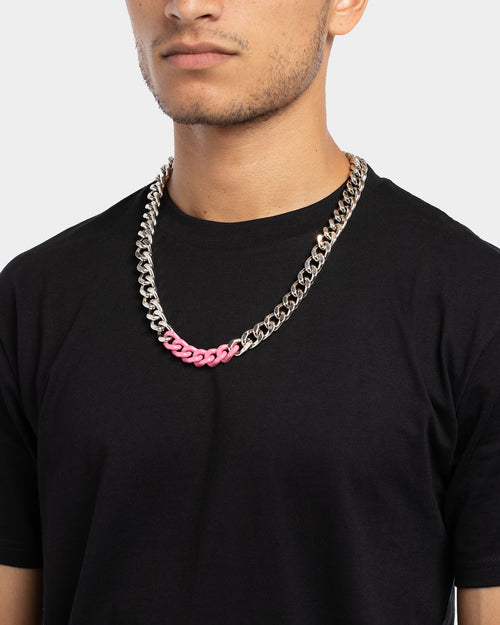 Wild For The Weekend Solid ID Chain Silver/NeonPink