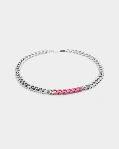 Wild For The Weekend Solid ID Chain Silver/NeonPink