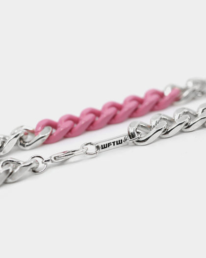 Wild For The Weekend Solid ID Chain Silver/NeonPink