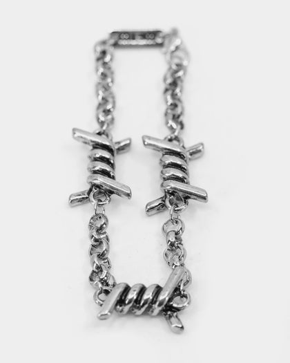 Wild for the Weekend Men's Barbed Wire Bracelet Silver