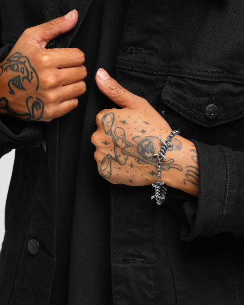 Wild for the Weekend Men's Barbed Wire Bracelet Silver