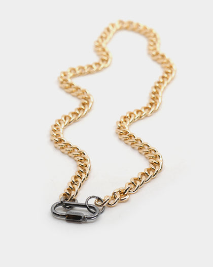 Wild for the Weekend Metal Clasp Necklace Gold/Gunmetal