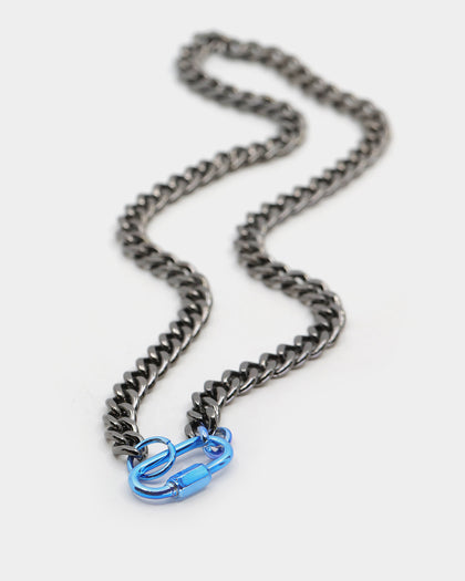 Wild for the Weekend Metal Clasp Necklace Gunmetal/Blue